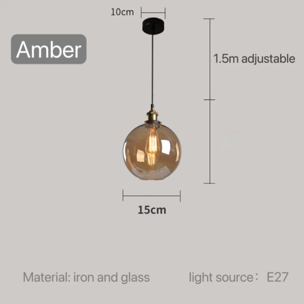 Modern Glass Pendant Light for Kitchen Dining Room Restaurant Bedroom Vintage Gray US Table Bedside Hanging Lamp Lighting Bar