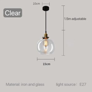 Modern Glass Pendant Light for Kitchen Dining Room Restaurant Bedroom Vintage Gray US Table Bedside Hanging Lamp Lighting Bar