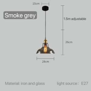 Modern Glass Pendant Light for Kitchen Dining Room Restaurant Bedroom Vintage Gray US Table Bedside Hanging Lamp Lighting Bar