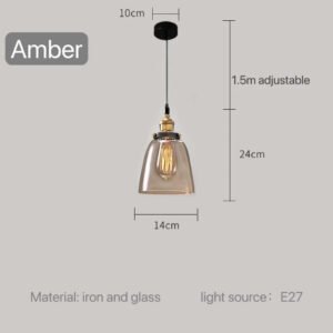 Modern Glass Pendant Light for Kitchen Dining Room Restaurant Bedroom Vintage Gray US Table Bedside Hanging Lamp Lighting Bar