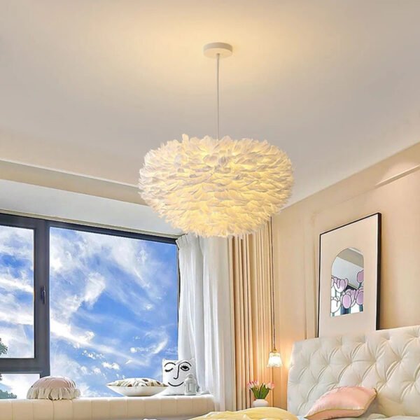 Modern Goose Down Chandelier Bedroom Study living Room Dining Room Feather light Creative Romantic Decorative Chandelier Lamps