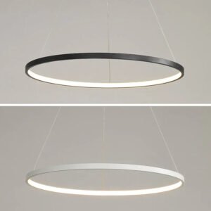 Modern Minimalist Ring LED Pendant Light for Living Dining Room Kitchen Black Chandelier Home Decor Indoor Hanging Light Fixture