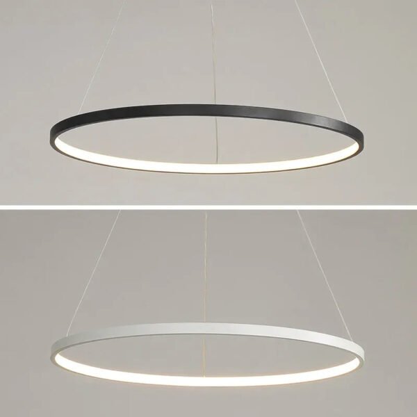 Modern Minimalist Ring LED Pendant Light for Living Dining Room Kitchen Black Chandelier Home Decor Indoor Hanging Light Fixture