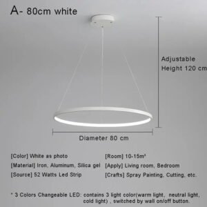 Modern Minimalist Ring LED Pendant Light for Living Dining Room Kitchen Black Chandelier Home Decor Indoor Hanging Light Fixture