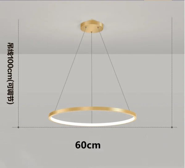 Modern Minimalist Ring LED Pendant Light for Living Dining Room Kitchen Black Chandelier Home Decor Indoor Hanging Light Fixture