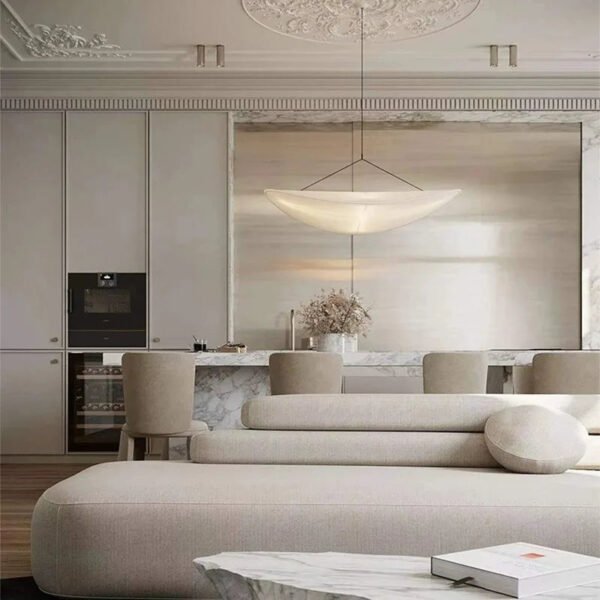 Modern Silk Fabric Led Pendant Chandelier Living Room Home Decor Designer Suspension Lamp Handmade Lighting Fixture Real Shot