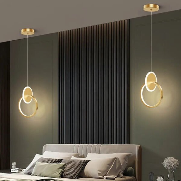 Modern and Minimalist Bedroom Nordic Bedside Light LED Restaurant Light Bar Background Wall TV Wall Light Double Ring Chandelier