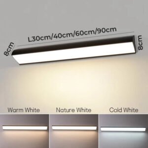 Motion Sensor LED Outdoor Wall Lamp IP65 Waterproof Long Strip Corner Garden Sconce Front Door Porch Home Exterior Wall Lighting
