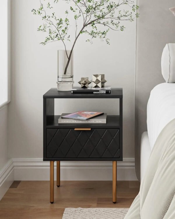 Nightstand,Small Bedside Table with Two Drawers,Bedside Furniture,Mid-Century Modern End Table with for Bedroom,Living Room