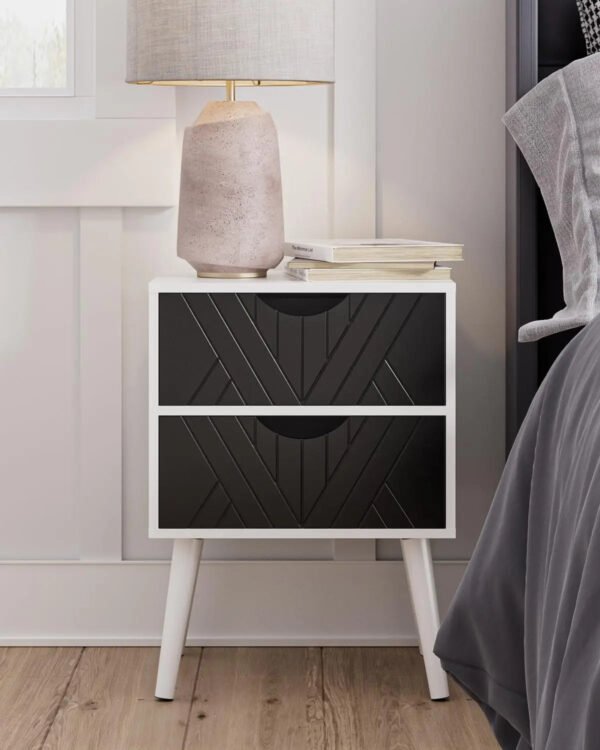 Nightstand,Small Bedside Table with Two Drawers,Bedside Furniture,Mid-Century Modern End Table with for Bedroom,Living Room