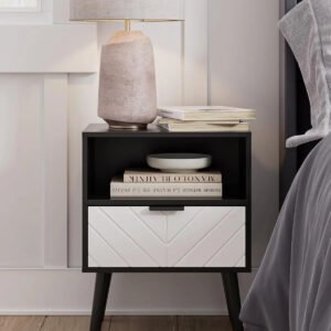Nightstand,Small Bedside Table with Two Drawers,Bedside Furniture,Mid-Century Modern End Table with for Bedroom,Living Room