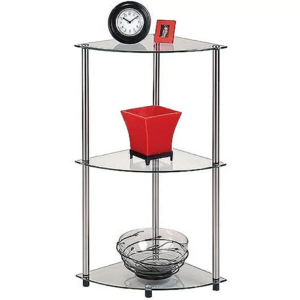 No Tools 3 Tier Corner Shelf, Multiple Colors