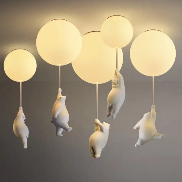Nordic Bear Pendant Lamp Children's Room Bedroom Restaurant Kitchen Led Light Chandelier Home Decoration Lighting Fixture Modern