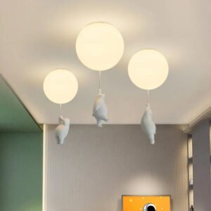 Nordic Bear Pendant Lamp Children's Room Bedroom Restaurant Kitchen Led Light Chandelier Home Decoration Lighting Fixture Modern