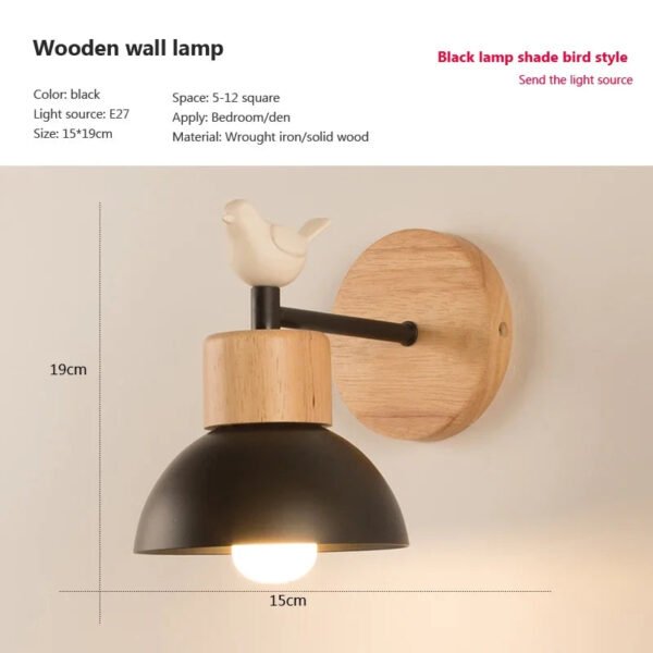 Nordic LED Wall Lamp Wood Iron Lighting Fixture Guest Room Balcony Staircase Wall Sconce Bedroom Bedside Room Decor Illumination