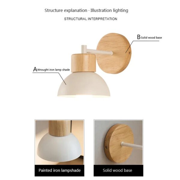 Nordic LED Wall Lamp Wood Iron Lighting Fixture Guest Room Balcony Staircase Wall Sconce Bedroom Bedside Room Decor Illumination