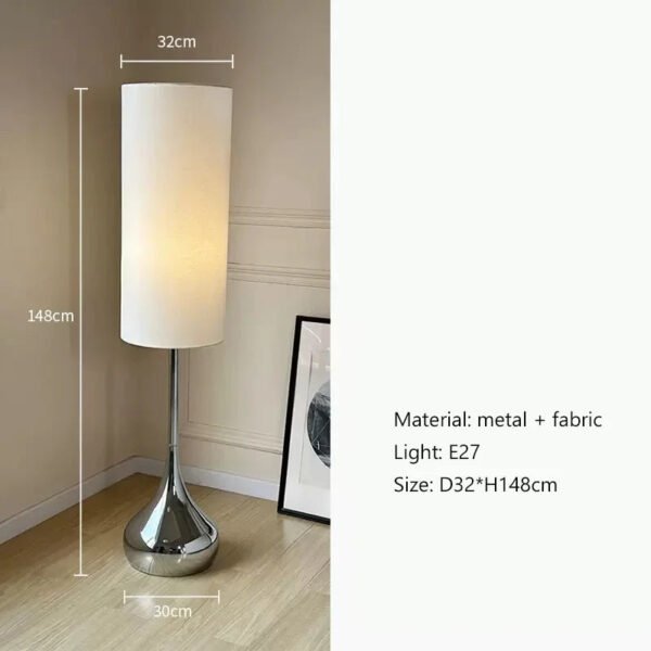 Nordic Minimalist Cream Style Fabric Shade Led Floor Lamp Bedroom Living Room Bedside Lamp Home Decor Sofa Corner Standing Light