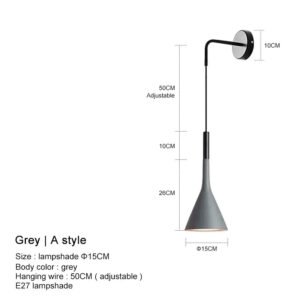 Nordic Modern LED Wall Lamp for Bedroom Home Decor Bedside Read Fixtures E27 Black Grey Stair Aisle Background Wall Lights