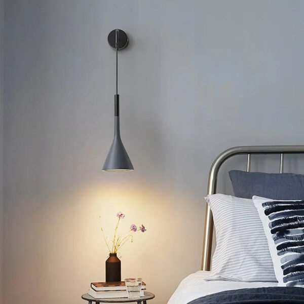 Nordic Modern LED Wall Lamp for Bedroom Home Decor Bedside Read Fixtures E27 Black Grey Stair Aisle Background Wall Lights
