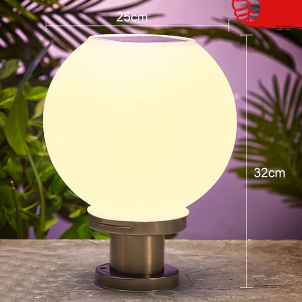 Outdoor Post Light Fixtures Solar Powered Waterproof Courtyard Garden Lawn Street Lights Round Ball Lamp Lighting Fixture