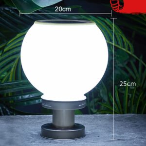 Outdoor Post Light Fixtures Solar Powered Waterproof Courtyard Garden Lawn Street Lights Round Ball Lamp Lighting Fixture
