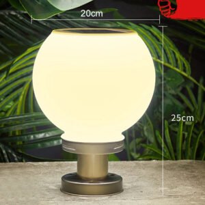 Outdoor Post Light Fixtures Solar Powered Waterproof Courtyard Garden Lawn Street Lights Round Ball Lamp Lighting Fixture