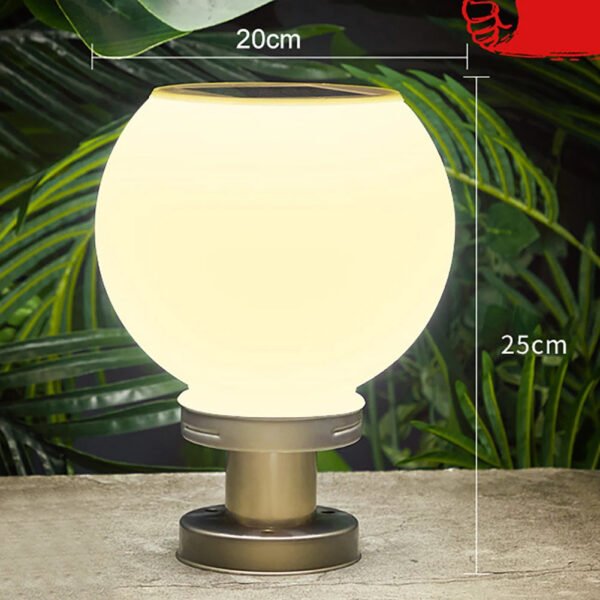 Outdoor Post Light Fixtures Solar Powered Waterproof Courtyard Garden Lawn Street Lights Round Ball Lamp Lighting Fixture