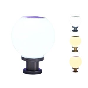 Outdoor Post Light Fixtures Solar Powered Waterproof Courtyard Garden Lawn Street Lights Round Ball Lamp Lighting Fixture