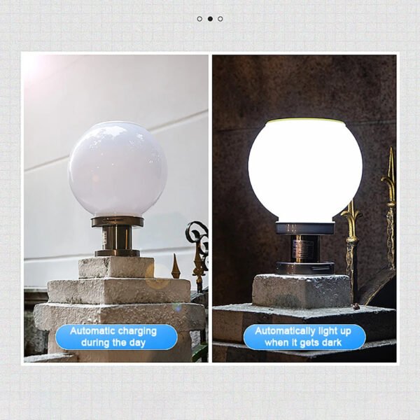 Outdoor Post Light Fixtures Solar Powered Waterproof Courtyard Garden Lawn Street Lights Round Ball Lamp Lighting Fixture