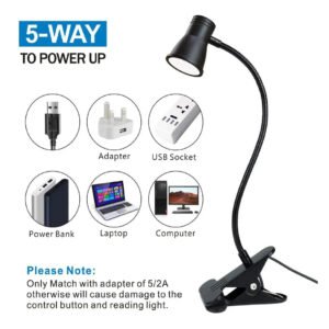Reading Lamp 5V USB 3W Dimmable 3CCT Color Change Portable use for Clamp on Desk Table Bed Book Shelf Adjustable Night Light