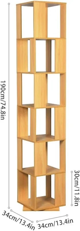 Rotating Bookshelf, Floor Rack Simple Bookcase Student Multi-Function Creative Bookshelf for Living Room
