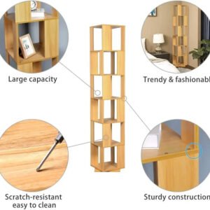 Rotating Bookshelf, Floor Rack Simple Bookcase Student Multi-Function Creative Bookshelf for Living Room