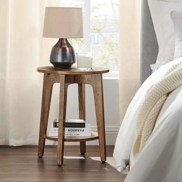 Round-Side-Table-with-Lower-Shelf-End-Table-for-Small-Spaces-Nightstand-for-Living-Room-Bedroom_11428f75-897c-4c23-944c-fd2d9bd4d44f.jpg Round Side Table with Lower Shelf, End Table for Small Spaces, Nightstand for Living Room, Bedroom Mesas de centro para salas Ac