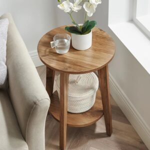 Round-Side-Table-with-Lower-Shelf-End-Table-for-Small-Spaces-Nightstand-for-Living-Room-Bedroom_34aa0c02-45d9-49e3-82ef-6c0d46da7fad.jpg Round Side Table with Lower Shelf, End Table for Small Spaces, Nightstand for Living Room, Bedroom Mesas de centro para salas Ac