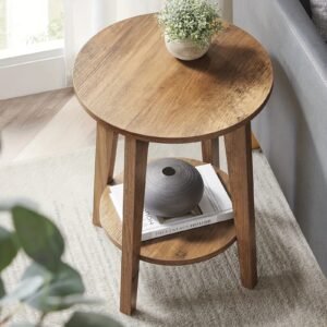 Round-Side-Table-with-Lower-Shelf-End-Table-for-Small-Spaces-Nightstand-for-Living-Room-Bedroom_60892a76-7ce5-4489-a43d-109ea018a2ee.jpg Round Side Table with Lower Shelf, End Table for Small Spaces, Nightstand for Living Room, Bedroom Mesas de centro para salas Ac