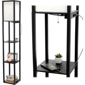 Simple-Designs-LF1037-BLK-Floor-Lamp-Etagere-Organizer-Storage-Shelf-with-2-USB-Charging-Ports-1.jpg Simple Designs LF1037-BLK Floor Lamp Etagere Organizer Storage Shelf with 2 USB Charging Ports, 1 Charging Outlet and Linen