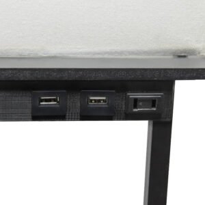 Simple Designs LF1037-BLK Floor Lamp Etagere Organizer Storage Shelf with 2 USB Charging Ports, 1 Charging Outlet and Linen