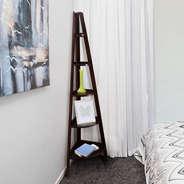 Solid-Pine-Espresso-Corner-Ladder-5-Shelf-Bookcase-Durable-Wood-Construction-Maximizes-Storage-16-x16-x72_7e2e6488-2e0c-4afd-98a0-eabf96915b1b.jpg Solid Pine Espresso Corner Ladder 5-Shelf Bookcase Durable Wood Construction Maximizes Storage 16"x16"x72" Bedroom & Study Room