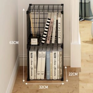 Stackable Wire Cubes Storage Organizer Bookcase DIY Wire C Grids Storage Shelves Cabinet Closet Metal Bookshelf for Home Office