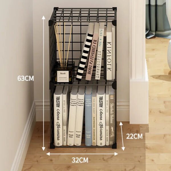 Stackable Wire Cubes Storage Organizer Bookcase DIY Wire C Grids Storage Shelves Cabinet Closet Metal Bookshelf for Home Office