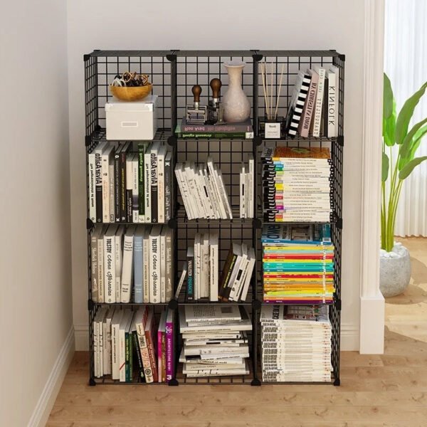 Stackable Wire Cubes Storage Organizer Bookcase DIY Wire C Grids Storage Shelves Cabinet Closet Metal Bookshelf for Home Office