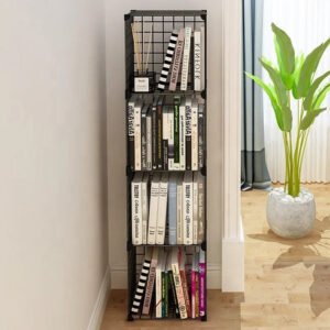 Stackable Wire Cubes Storage Organizer Bookcase DIY Wire C Grids Storage Shelves Cabinet Closet Metal Bookshelf for Home Office