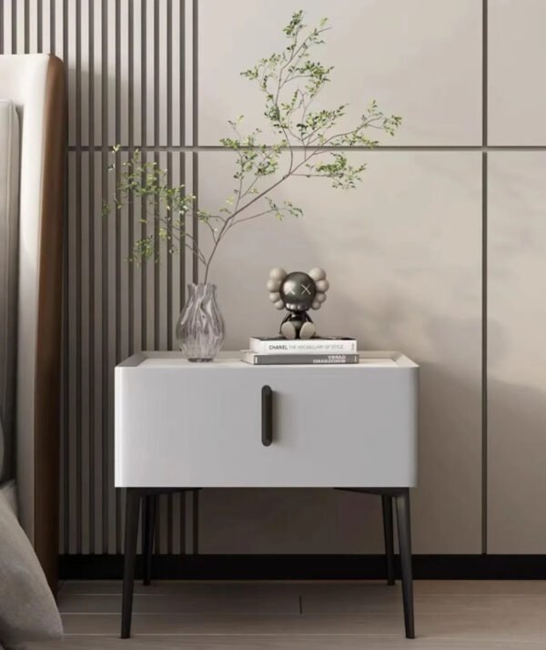 Wooden Bedside Table Modern Style Solid Color Bedroom Nightstand Living Room Side Cabinet End Table with Drawer