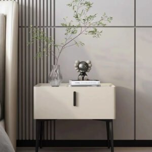 Wooden Bedside Table Modern Style Solid Color Bedroom Nightstand Living Room Side Cabinet End Table with Drawer