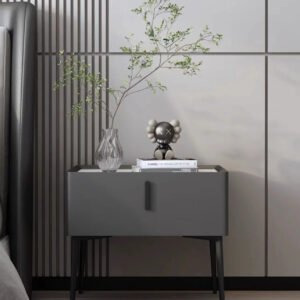 Wooden Bedside Table Modern Style Solid Color Bedroom Nightstand Living Room Side Cabinet End Table with Drawer