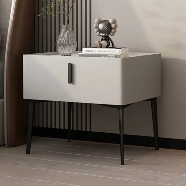 Wooden Bedside Table Modern Style Solid Color Bedroom Nightstand Living Room Side Cabinet End Table with Drawer