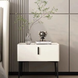 Wooden Bedside Table Modern Style Solid Color Bedroom Nightstand Living Room Side Cabinet End Table with Drawer