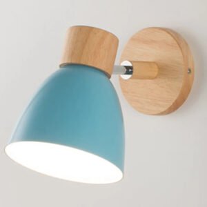 Wooden Nordic Wall Lamp With Switch Modern Wall Sconce For Bedroom Living Room Home Lighting Macaroon 6 Color Steering Head E27