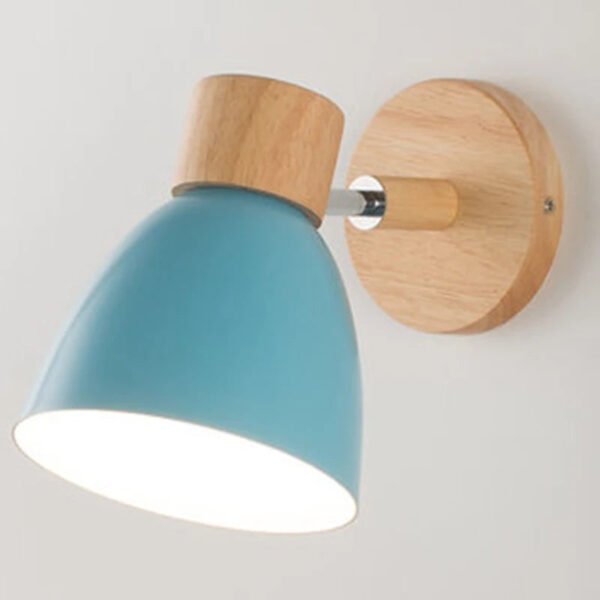 Wooden Nordic Wall Lamp With Switch Modern Wall Sconce For Bedroom Living Room Home Lighting Macaroon 6 Color Steering Head E27