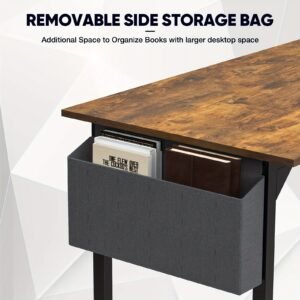 b0bfda80-9663-4d38-9b51-d9b82f8d44ed.jpg 47 Inches Home Office Small Computer Desk, Work Study Writing Student Kids Bedroom Wood Modern Simple Table With Storage Bag & Headphone Hooks